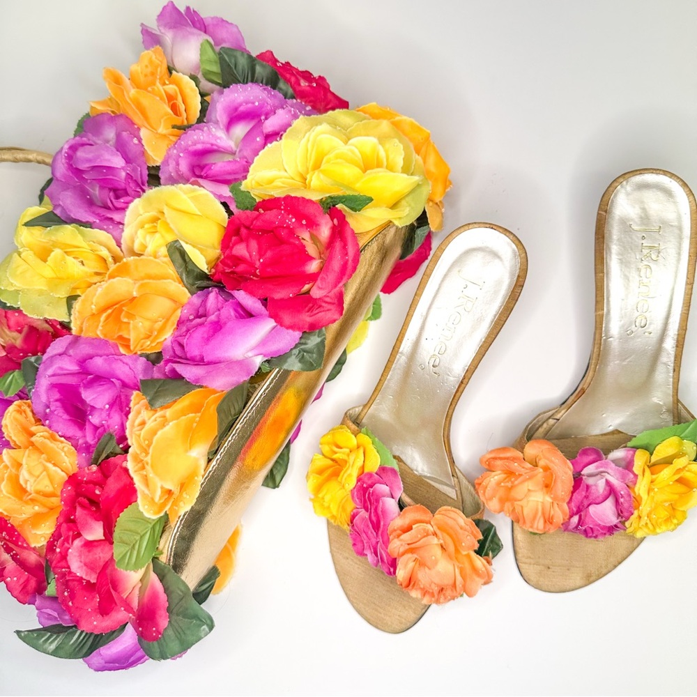 Vintage J.Renee Floral Heels & Matching Bag Set